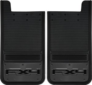 Rear Mud Flap FX4 Logo with Gunmetal Finish 12"x23"