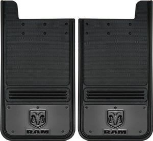 Rear Mud Flap Ram V Logo with Gunmetal Finish 12"x23"