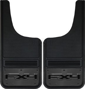 Front Mud Flaps FX4 Logo with Gunmetal Finish 12"x26"