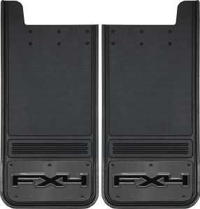 Rear Mud Flap FX4 Logo with Gunmetal Finish 12"x26'