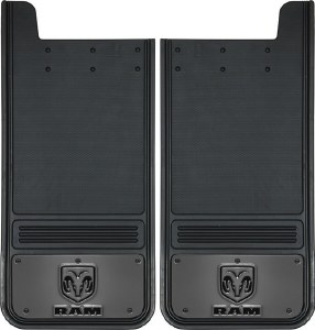 Rear Mud Flap Ram V Logo with Gunmetal Finish 12"x26"