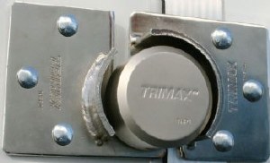 Trailer Door Hasp for Hockey Puck Lock