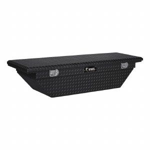 Gloss Black Aluminum 63" Angled Truck Tool Box. Low Profile