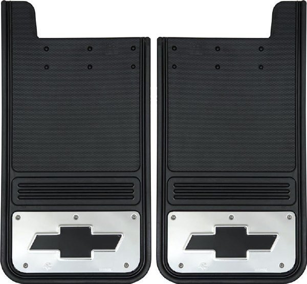 Rear Mud Flaps Chevrolet Bowtie Logo Black 12