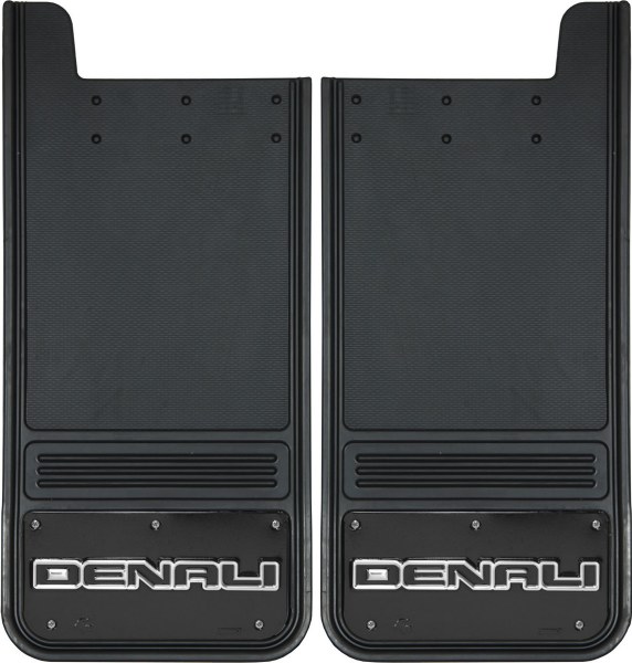 Rear Mud Flaps GMC Denali Logo 12"x26" Black Wrap Hitch Warehouse