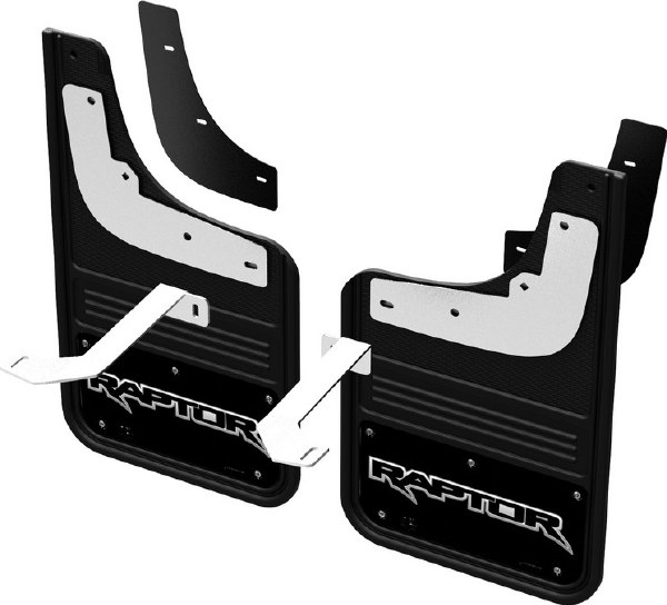 Rear Custom Ford Raptor Mud Flaps w/black background Hitch Warehouse