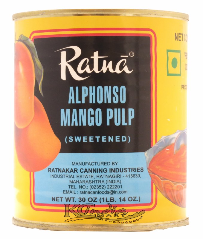 Ratna Alphonso Mango Pulp 30oz Sweetened - IndianGrocery.com