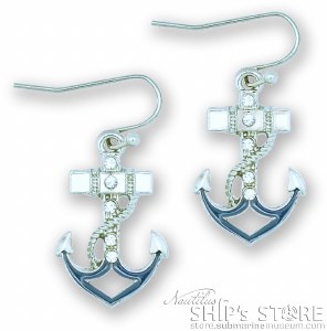Blue/White Anchor Earings