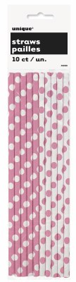 Paper Straws Fushia Dots