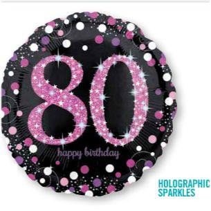 80th Sparkling Pk Foil Balloon