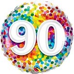 90th Confetti Foil Balloon