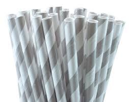 Paper Straws 5in Grey Stripe