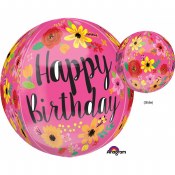 Birthday Floral Orbtz Balloon