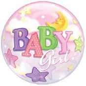 Baby Girl Over Moon Bubble