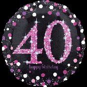 40th Pink/black Foil Balloon