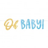 Oh Baby Script Banner Blue