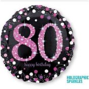 80th Sparkling Pk Foil Balloon