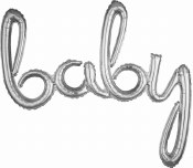 Baby Script Balloon Silver