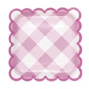 Gingham Scallop Plates