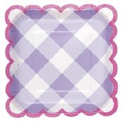 Gingham Scallop Plates