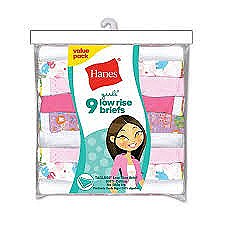 Hanes Girls Low Rise Briefs 9 Pack #P913LR