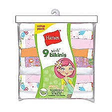 Hanes Girls Bikinis 9 Pack #P920BR