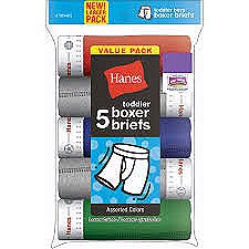 Hanes Toddler Boys Boxer Briefs 5 Pack Assorted Colors #TB745P5