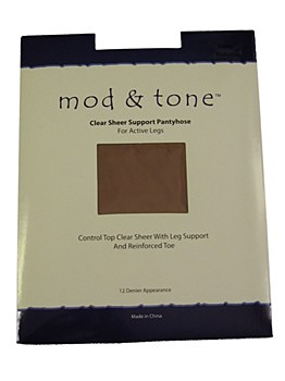 Mod &amp; Tone Clear Sheer Suppor Pantyhose 12 Denier # 1220