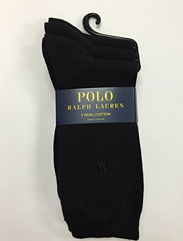 Polo Ralph Lauren 3 /pk Black Mid Calf Sock