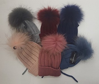 Pom Pom Hats-Blue-L-