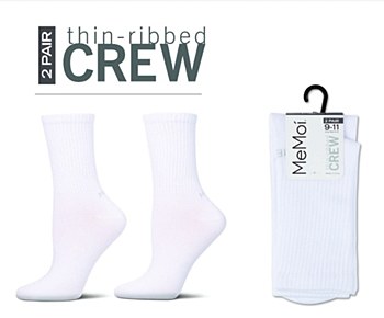 Thin Ribbed Crew-White-8-9-