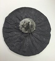 Faux fur Beret pom pom