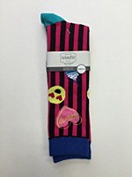 TrimFit Stripe Black and Pink Emoji Knee Sock