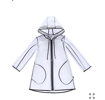 Transparent Zip Up Raincoat wi