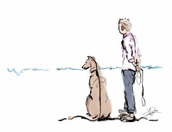 Dog and Man on Horizon Card
