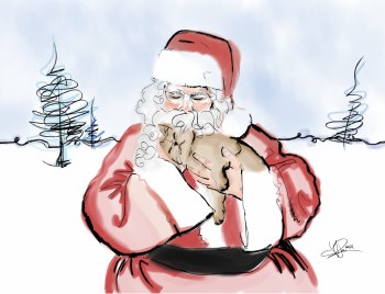 Santa with a Cat Card