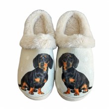 Slippers, Dachshund Black L/XL