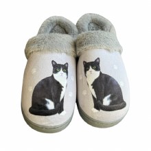 Slippers, Black & White Cat L/XL