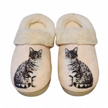 Slippers, Silver Tabby Cat L/XL