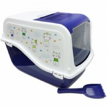 Ariel Litter Covered Pan with Decal & Scoop Blue Ariel Litter Covered Pan with Decal & Scoop Blue