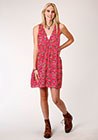 LDS Red Western Print Dress LG REGULAR