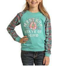 Rock& Roll Girls L/S Pullover Turq XL