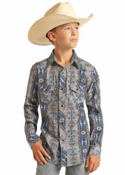 Blue & Grey Aztec Boys MED