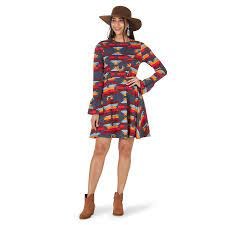 Multi Aztec L/S Dress MED REGULAR