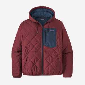 Patagonia Mens's Diamond Quilted Bomber Hoodie MD Sequoia Red