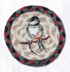 Earth Rugs Chickadee Coaster 5" Red/Green