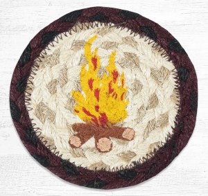 Earth Rugs Campfire Coaster 5" Maroon