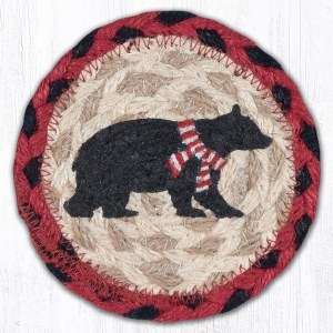 Earth Rugs Red Scarf Bear Coaster 5" Red