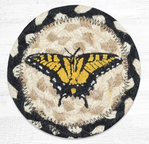 Earth Rugs Swallowtail Butterfly Coaster 5" Black