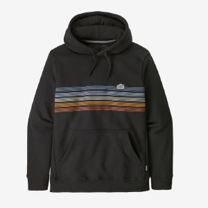 Patagonia Line Logo Ridge Stripe Uprisal Hoodie LG Ink Black